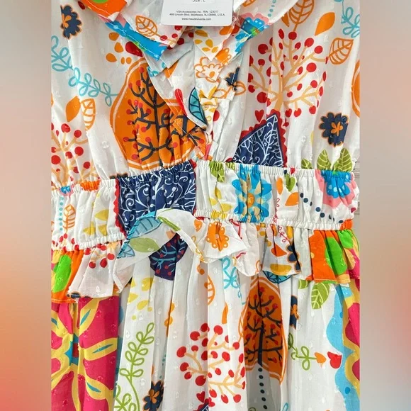 NWT SZ L Maude Vivante Colorful Floral Ana Dress summer garden - Picture 5 of 12